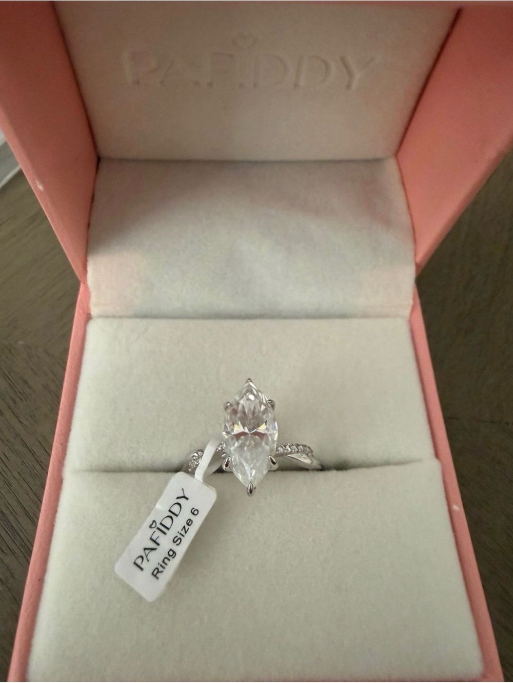 PAFIDDY Marquise Cut Diamond Ring Size 6